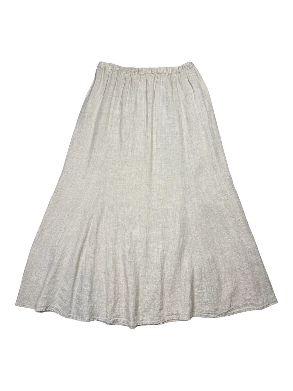 Light Cream Maxi Linen Skirt - Elastic Waist